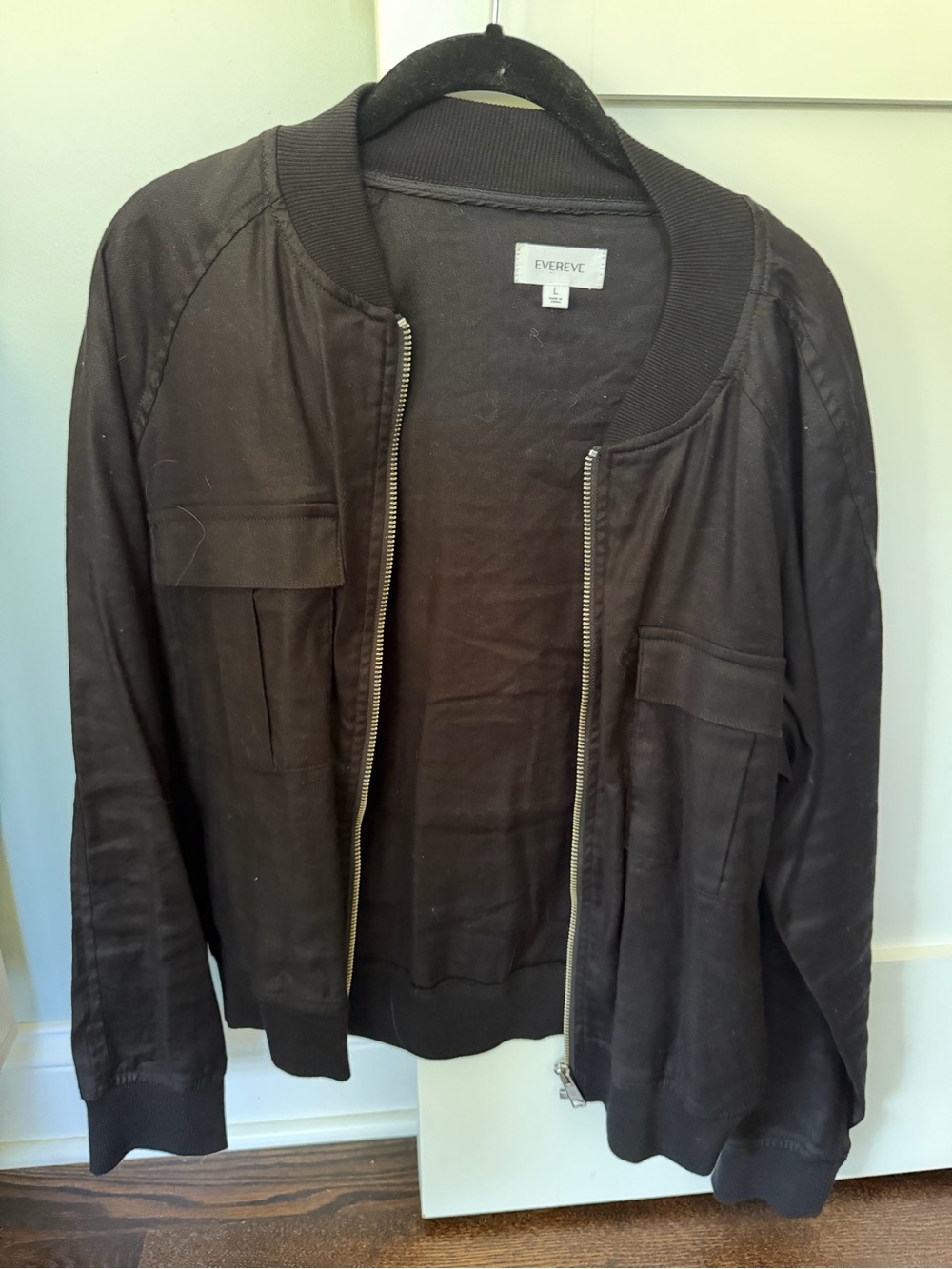 Evereve Black Men's-Style Bomber Jacket